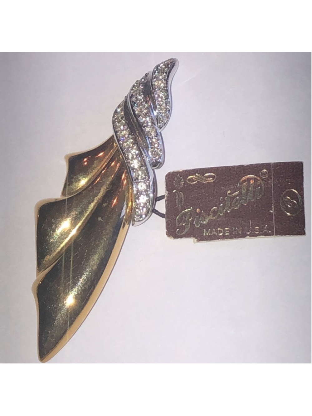 Piscitelli Gold Tone and Silver Tone Retro Boho Leaf Brooch